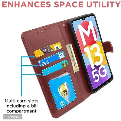 AllGuds SAMSUNG GALAXY M13 5G FLIP COVER (Brown)-thumb5