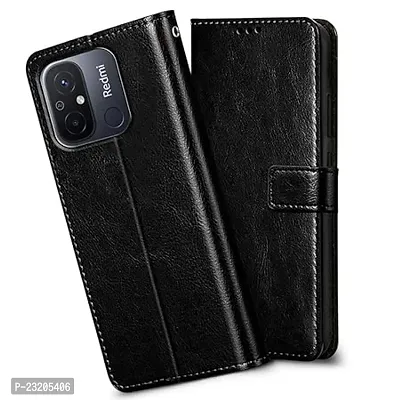 Redmi 12C Back Cover , Redmi 12C Flip Cover (Black)-thumb0