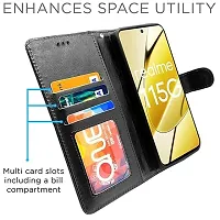 AllGuds Flip Back Cover Case for Realme 11 / 11X 5G / Narzo 60X 5G | Dual-Color Leather Finish | Inbuilt Stand  Pockets | Wallet Style Flip Cover for Realme 11 / 11X 5G / 60X 5G (Black)-thumb1