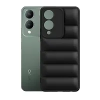 AllGuds Silicone Designed Back Case Cover for Vivo Y17s | Microfiber Inside | Bumper Back Cover Case for Vivo Y17s - Black-thumb1