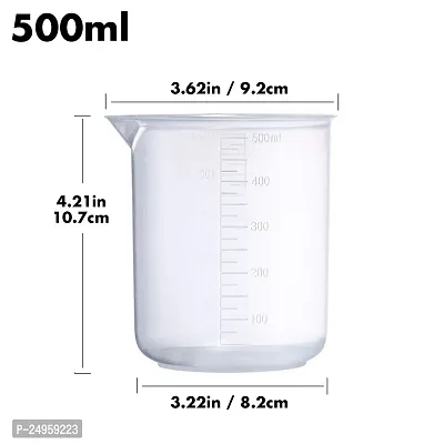 SPYLX Plastic Beaker Set, 5 Sizes Low Form Measuring Graduated Beakers in 500 ml, 250 ml, 100 ml, 50 ml, 25 ml for Laboratory,  Science Experiments with 5 Plastic Droppers in 3 ml-thumb2