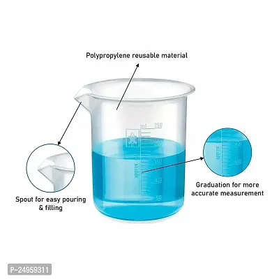 Spylx Polypropylene Plastic Beaker 25ml, 50ml, 100ml, 250ml, 500ml with Graduation Marks, Set of 5 Beakers for school collage chemistry lab laboratory-thumb2