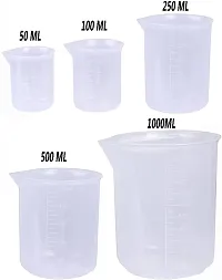 SPYLX 5 Sizes Plastic Beakers Measuring Cups Set(50, 100, 250, 500, 1000ML) and 20 Pack Clear 3ml Graduated Transfer Pipettes-thumb1