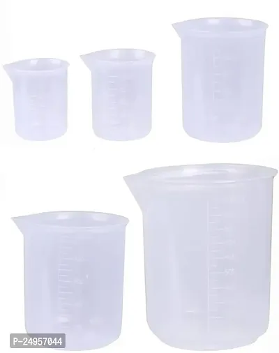 SPYLX 5 Sizes Plastic Beakers Measuring Cups Set(50, 100, 250, 500, 1000ML) and 20 Pack Clear 3ml Graduated Transfer Pipettes