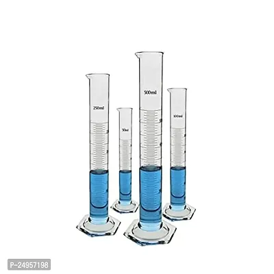 SPYLX Borosilicate 3.3 Glass Measuring Cylinder, Set of 4 Measuring Cylinders