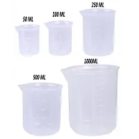 Spylx 5 Sizes Plastic Beakers Measuring Cups Set(50, 100, 250, 500, 1000ML) and Clear 3ml 10 Dropper Graduated Transfer Pack of 15-thumb1