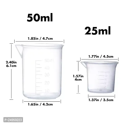 SPYLX Plastic Beaker Set, 5 Sizes Low Form Measuring Graduated Beakers in 500 ml, 250 ml, 100 ml, 50 ml, 25 ml for Laboratory,  Science Experiments with 5 Plastic Droppers in 3 ml-thumb3