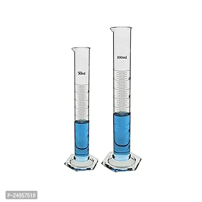 SPYLX Borosilicate 3.3 Glass Measuring Cylinder, Set of 2 Measuring Cylinders