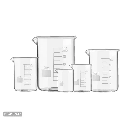 SPYLX Borosilicate Glass Beaker 5ml, 10ml, 25ml, 50ml, 100ml - Pack of 5