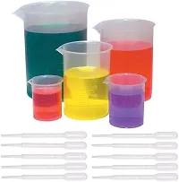 SPYLX 5 Sizes Plastic Beakers Measuring Cups Set(50, 100, 250, 500, 1000ML) and 20 Pack Clear 3ml Graduated Transfer Pipettes-thumb3