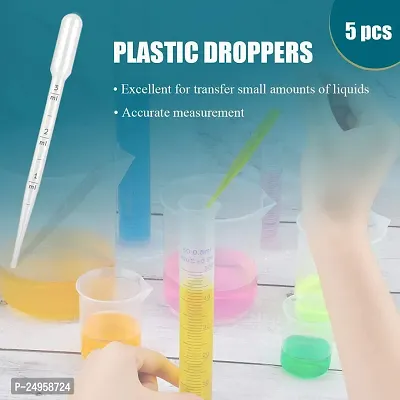 SPYLX Plastic Lab Equipment Kit Including 10,25,50,100ml Measuring Cylinder 50,100,250,500,1000ml Measuring Beaker, 5pc. of Plastic Droppers and a One Cleaning Brush-thumb5