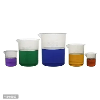 SPYLX High Grade Plastic Measuring Beaker 50,100,250,500,1000ml Pack of 5pc