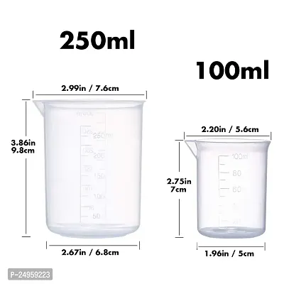 SPYLX Plastic Beaker Set, 5 Sizes Low Form Measuring Graduated Beakers in 500 ml, 250 ml, 100 ml, 50 ml, 25 ml for Laboratory,  Science Experiments with 5 Plastic Droppers in 3 ml-thumb5