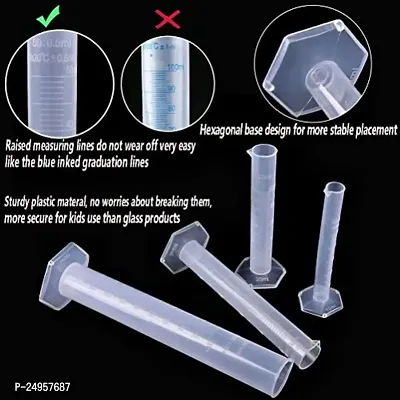 SPYLX 5 Sizes Clear Plastic Graduated Cylinders (10 25 50 100 250ml) 5 Pack Plastic Beakers Set - 50, 100, 250, 500, 1000ML-thumb4