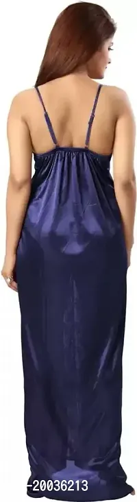 RangMor Unit of Shagun traders Women's Satin Printed Nighty/Nightgown/Nightshirt (Dark Blue,Free) (VN Nighty017_Navy)-thumb2