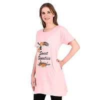 Trike Cotton Printed Regular Fit Round Neck Topwear Long Polo T-Shirt for Women's-thumb3