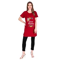 Trike Cotton Printed Regular Fit Round Neck Topwear Long Polo T-Shirt for Women's-thumb3