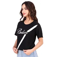 Trike Cotton Drop Shoulder Half Sleeve Stylish Crop T-Shirt for Women  Girls-thumb2