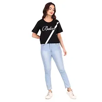 Trike Cotton Drop Shoulder Half Sleeve Stylish Crop T-Shirt for Women  Girls-thumb3