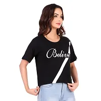 Trike Cotton Drop Shoulder Half Sleeve Stylish Crop T-Shirt for Women  Girls-thumb4