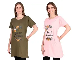 Trike Ladies Long Polo Printed Regular Fit Round Neck T-Shirt for Women Combo Pack-thumb2