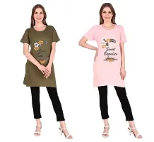 Trike Ladies Long Polo Printed Regular Fit Round Neck T-Shirt for Women Combo Pack-thumb3