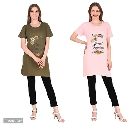 Trike Ladies Long Polo Printed Regular Fit Round Neck T-Shirt for Women Combo Pack-thumb4