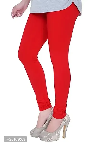 Fabulous Red Cotton Lycra Solid Leggings For Women