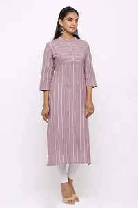 Udala Kurti for Women Straight Calf Length Striped Pure Cotton Kurta-thumb3