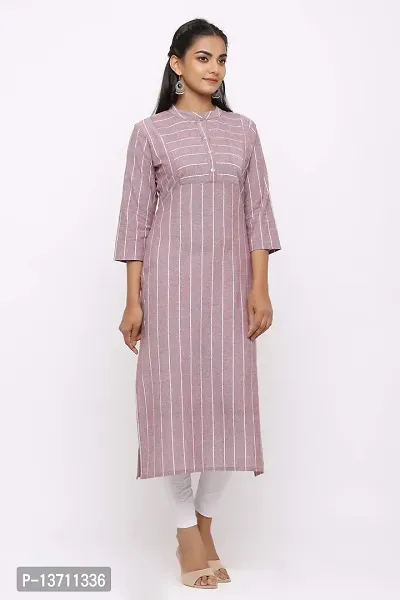 Udala Kurti for Women Straight Calf Length Striped Pure Cotton Kurta-thumb4