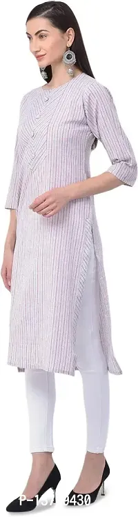 Udala Kurti for Women Straight Calf Length Striped Pure Cotton Kurta-thumb5