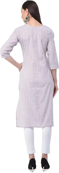 Udala Kurti for Women Straight Calf Length Striped Pure Cotton Kurta-thumb1