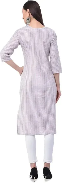 Udala Kurti for Women Straight Calf Length Striped Pure Cotton Kurta-thumb2