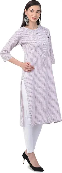 Udala Kurti for Women Straight Calf Length Striped Pure Cotton Kurta-thumb2