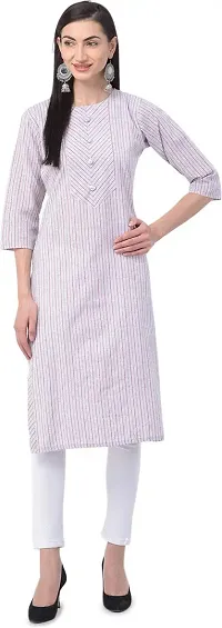 Udala Kurti for Women Straight Calf Length Striped Pure Kurta