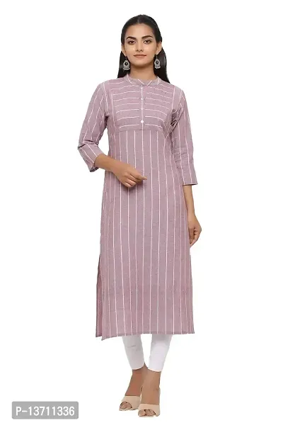 Udala Kurti for Women Straight Calf Length Striped Pure Cotton Kurta-thumb0