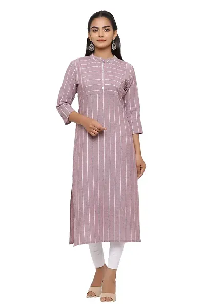 Udala Kurti for Women Straight Calf Length Striped Pure Kurta