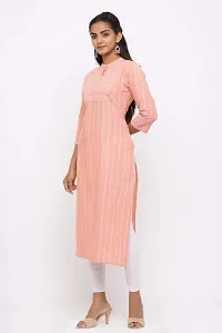 Udala Kurti for Women Straight Calf Length Striped Pure Cotton Kurta-thumb2