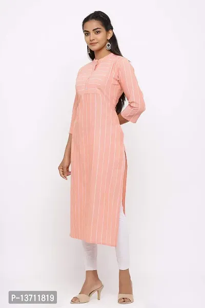 Udala Kurti for Women Straight Calf Length Striped Pure Cotton Kurta-thumb3