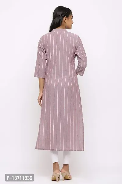 Udala Kurti for Women Straight Calf Length Striped Pure Cotton Kurta-thumb2