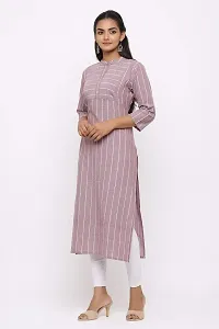 Udala Kurti for Women Straight Calf Length Striped Pure Cotton Kurta-thumb2