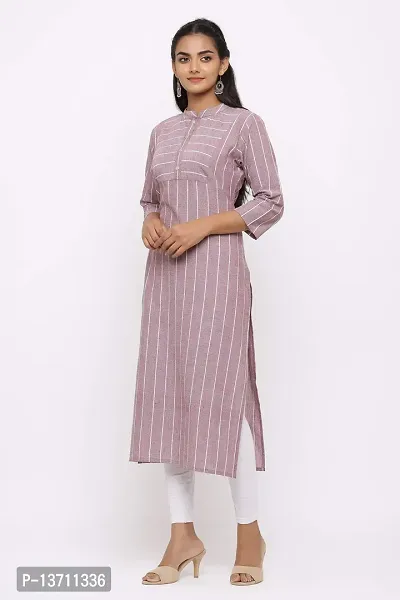 Udala Kurti for Women Straight Calf Length Striped Pure Cotton Kurta-thumb3