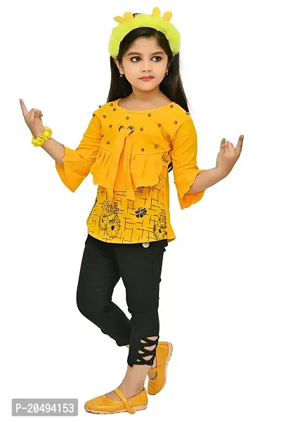 Roop Fashion Crepe Casual Printed Top  Pant Set for Girls Kids-thumb3