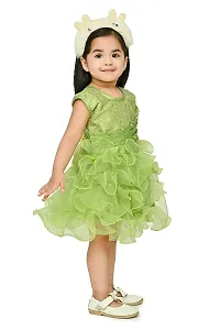 Roop Fashion Tissue Casual Solid Mini Frock Dress for Girls-thumb1