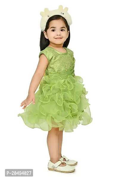 Roop Fashion Tissue Casual Solid Mini Frock Dress for Girls-thumb2