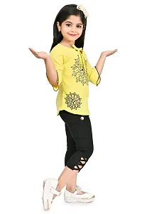 Roop Fashion Crepe Casual Printed Top and Pant Set for Girls Kids (Circle)-thumb2