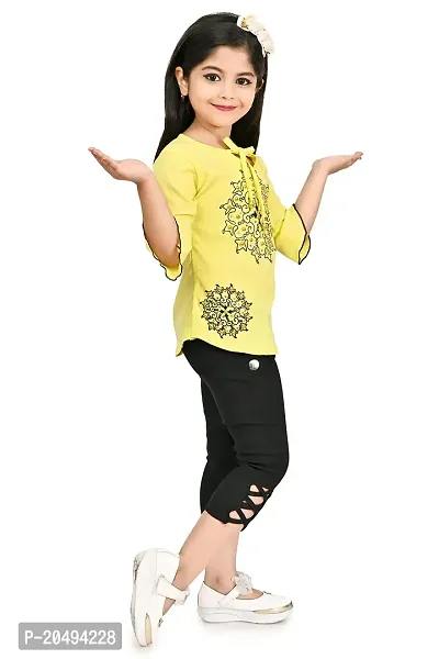 Roop Fashion Crepe Casual Printed Top and Pant Set for Girls Kids (Circle)-thumb3