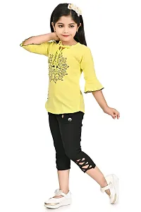 Roop Fashion Crepe Casual Printed Top and Pant Set for Girls Kids (Circle)-thumb1