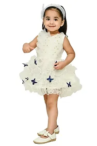 Roop Fashion Tissue Casual Solid Mini Butterfly Frock Dress for Girls-thumb1