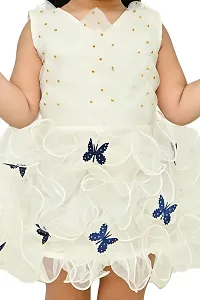 Roop Fashion Tissue Casual Solid Mini Butterfly Frock Dress for Girls-thumb3